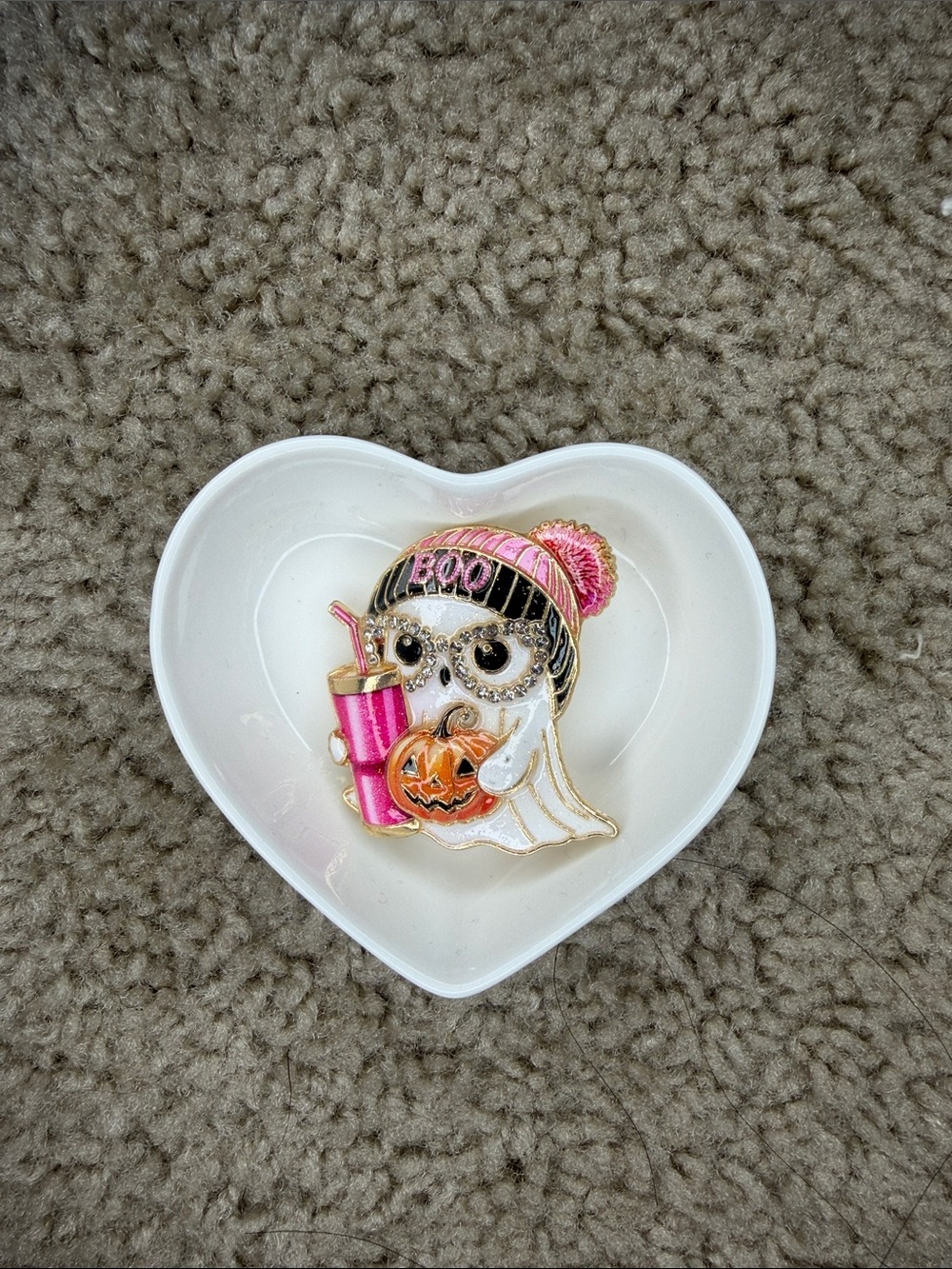 Pink Ghost Halloween Brooo - Cute Pumpkin & Drink